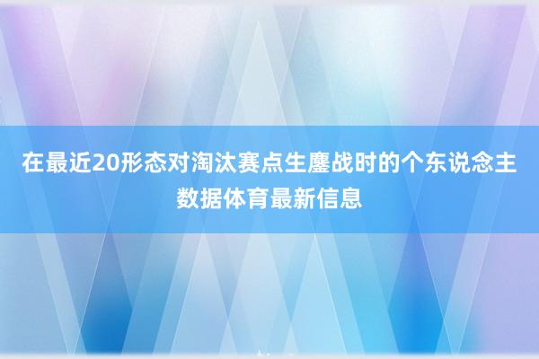 在最近20形态对淘汰赛点生鏖战时的个东说念主数据体育最新信息