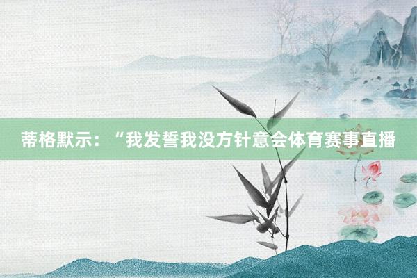 蒂格默示：“我发誓我没方针意会体育赛事直播