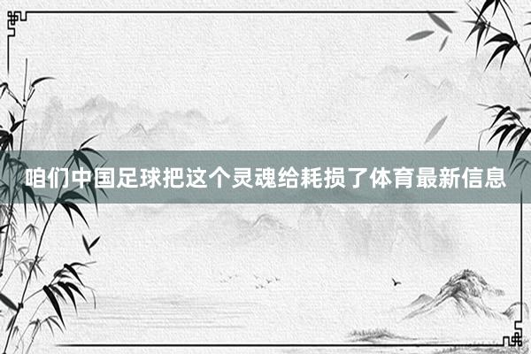 咱们中国足球把这个灵魂给耗损了体育最新信息