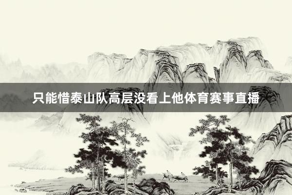 只能惜泰山队高层没看上他体育赛事直播