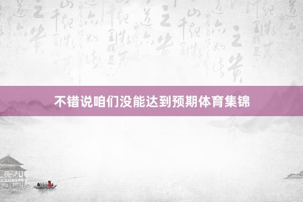 不错说咱们没能达到预期体育集锦