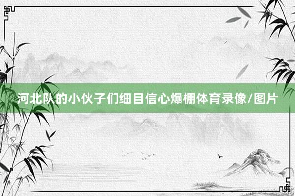 河北队的小伙子们细目信心爆棚体育录像/图片