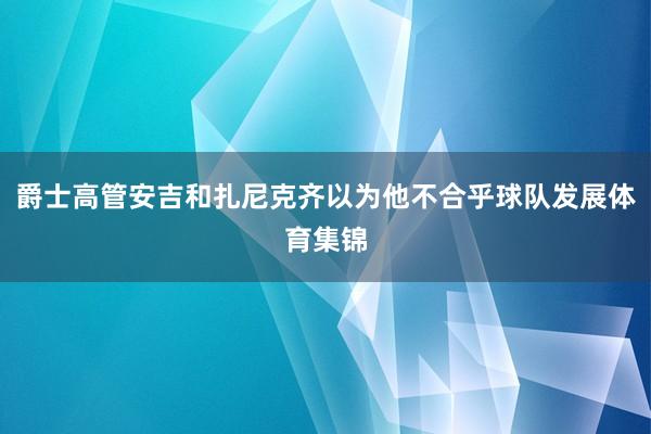 爵士高管安吉和扎尼克齐以为他不合乎球队发展体育集锦