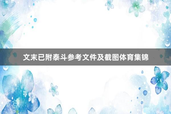 文末已附泰斗参考文件及截图体育集锦