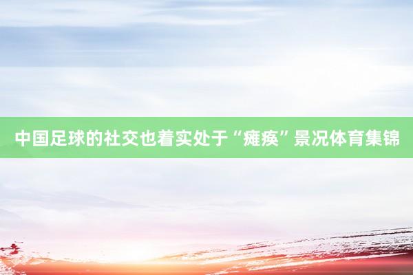 中国足球的社交也着实处于“瘫痪”景况体育集锦